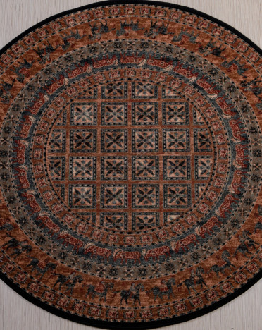 Ковер бельгийский 4301-500 KASHQAI Shapur (Шерсть, зеленый, терракотовый)