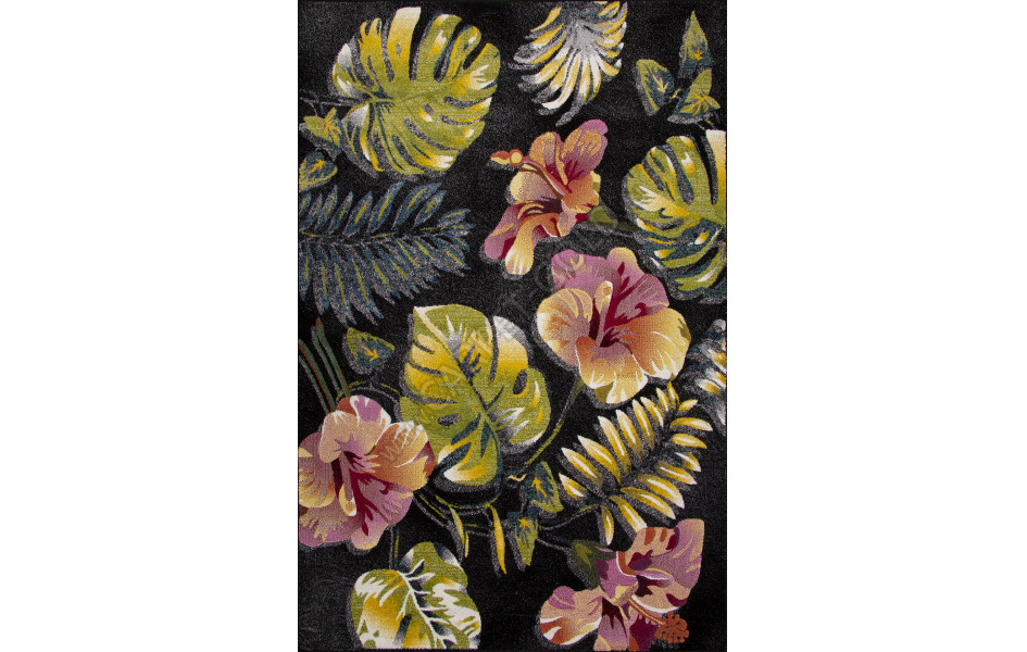 Черный ковер с растительным рисунком AC06 - MULTICOLOR RIO