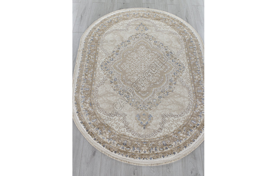 Ковер 27226A - BEIGE / NAVY - Овал - коллекция MOSSO